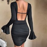 Slim Fit Long Sleeve Backless Bodycon Dress Elegant Sexy Autumn Winter Style Perfect for Parties