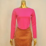Slim Fit Fashionable Long Sleeve Cotton Top with Metal Zipper 6 Colors Sexy Round Neck Casual We