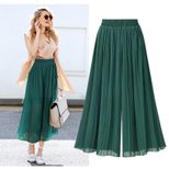 Wide Leg Chiffon Pants Loose Fit Comfortable Elastic Waist Summer Casual Wear for Women Wholesal