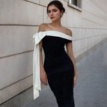 Off Shoulder Dress Fashionable Slim Fit Solid Color Summer Style Perfect for Parties and Events