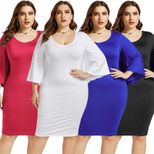 Plus Size Batwing Cape Dress Stretchy Sexy Backless Bodycon Fit Fashionable for Parties or Casua