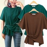 Womens Plus Size Short Sleeve T Shirt Casual Loose Fit Round Neck Fashionable Design Summer Wear