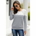 Womens Plus Size Color Block Pullover Sweatshirt Casual Style Round Neck Long Sleeve Comfortable Fabric Wholesale