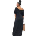 Casual Short Sleeve Pocket Dress for Women Solid Color Relaxed Fit Summer Wear