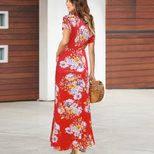 Floral Print Maxi Dress for Women Ruffle Hem Long Sleeve Summer Casual Wear