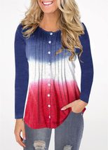 Womens Long Sleeve Gradient T Shirt Comfortable Fabric Casual Autumn Winter Wear Available in Multiple Sizes
