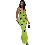 Sleeveless Polka Dot Print Dress Fashionable Sexy Slim Fit Hollow Out Design Perfect for Summer