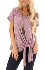 Twist Knot T Shirt for Women Irregular Short Sleeve Casual Summer Wear in Multiple Sizes