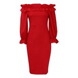 Off Shoulder Long Sleeve Dress Elegant Fit Plus Size Autumn Fashion Perfect for Parties and Even