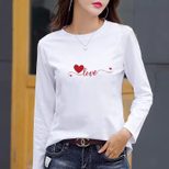 Womens Loose Fit Cotton T Shirt Digital Print Round Neck Long Sleeve Casual Autumn Wear Wholesal