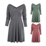 Long Sleeve V Neck Dress for Women Casual Fit Comfortable Fabric Autumn Winter Collection