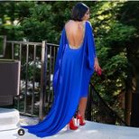 Fashionable Solid Color Backless Beaded Long Train Dress Slim Fit Elegant Design Perfect for Par