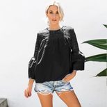Lace Panel Hollow Out T Shirt for Women Casual Fit Short Sleeve Solid Color Spring and Summer Wear