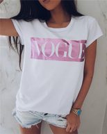 Womens Printed T Shirt Short Sleeve Round Neck Casual Style Summer Wear bulk order