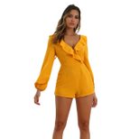 Womens Sexy V Neck Ruffle Long Sleeve Jumpsuit Elegant Design Comfortable Fit Versatile Style Av