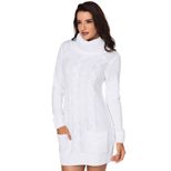 Long Sleeve Turtleneck Sweater Solid Color Ribbed Knit Mid Length Autumn Winter Womens Fashion W