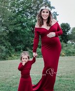 V Neck Long Sleeve Maternity Dress in Silk Cotton for Spring Photography Events in Multiple Sizes