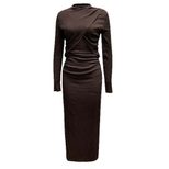 Slim Fit Long Sleeve Midi Dress Sexy Side Slit Waist Cutout Elegant Style Perfect for Autumn and