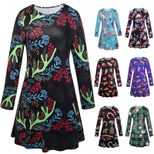 Long Sleeve Womens Dress Christmas Print Elegant Design Autumn Winter Style Wholesale Available