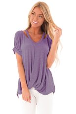 Off Shoulder Short Sleeve T Shirt for Women Twist Front Design Summer Casual Wear