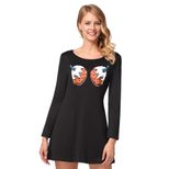 Womens Long Sleeve Cartoon Print Midi Dress Comfortable Fit Casual Autumn Winter Wear