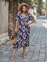 Fashionable Short Sleeve Dress Original Design Floral Print Spring Summer Style Perfect for Vaca