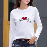Womens Loose Fit Cotton T Shirt Digital Print Round Neck Long Sleeve Casual Autumn Wear Wholesal