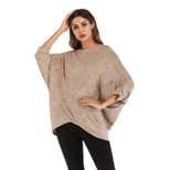 Womens Batwing Sleeve T Shirt Short Sleeve Round Neck Loose Fit Solid Color Autumn Casual Wear W