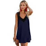 Lace Loose Knee Length Dress V Neck Sleeveless Mini Style Casual Summer Wear Wholesale Available