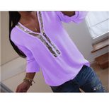 Casual Womens Long Sleeve T Shirt V Neck Sequin Detail Plus Size Available Wholesale Ready to Ship