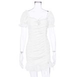 Womens Summer Dress French Ruffle Design Slim Fit Square Neckline Lightweight Fabric