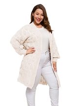Plus Size Floral Pattern Cardigan Long Sleeve Lightweight Knit Spring Summer Style Wholesale Ava