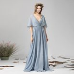 Chiffon Maxi Dress for Women Deep V Neck Backless Design Elegant Evening Wear Available in S to XL Sizes