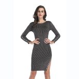 Knitted Midi Dress Button Detail Side Slit Bodycon Fit Spring Fashion for Women Wholesale Availa