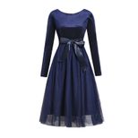 Mesh Maxi Dress for Women Long Sleeve Round Neck Flowy Design Autumn Winter Collection