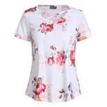 Womens Short Sleeve T Shirt Loose Fit Floral Print Casual Summer Wear low MOQ