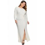 Plus Size Twist Hem Maxi Dress for Women Elegant Fit and Flare Autumn Evening Wear