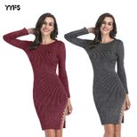 Knitted Midi Dress Button Detail Side Slit Bodycon Fit Spring Fashion for Women Wholesale Availa