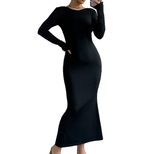 Elegant Backless Maxi Dress High Waist Bodycon Fit Long Sleeve Autumn Winter Fashion for Casual