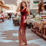Elegant Sequin Maxi Dress for Women Slim Fit Sleeveless V Neck Events