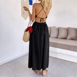 Elegant Black Sleeveless Maxi Dress Summer Fashion Backless Design Comfortable Fabric Perfect fo