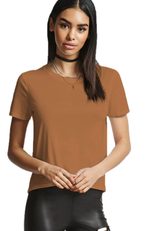 Womens Summer T Shirt Casual Short Sleeve Loose Fit Solid Color Round Neck Side Split Perfect fo