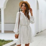Polka Dot Long Sleeve Dress for Women Soft Cotton Blend Spring Summer Fashion