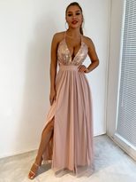Womens Summer Dress Sexy Spaghetti Strap Sheer Mesh and Sequin Detail Flared Hem Evening Party Wear