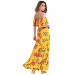 A Line Floral Print Dress for Women Short Sleeve Off Shoulder Neckline Summer Casual Wear