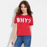Womens Loose Fit Red T Shirt Letter Print Design Casual Wear for Everyday Use Wholesale Availabl