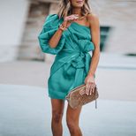 Womens Long Dress Stylish One Shoulder Design Comfortable Stretch Fabric Casual Summer Wear