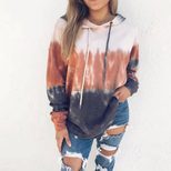Hooded Long Sleeve Sweatshirt for Women Rainbow Gradient Print Cozy Fabric Casual Wear