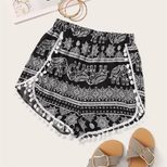 High Waisted Womens Shorts Elephant Print Trendy Design Comfortable Fit Summer Casual Wear Whole
