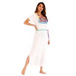 Embroidered Colorful Tassel Split Long Beach Cover Up Dress Stylish Bohemian Design Perfect for